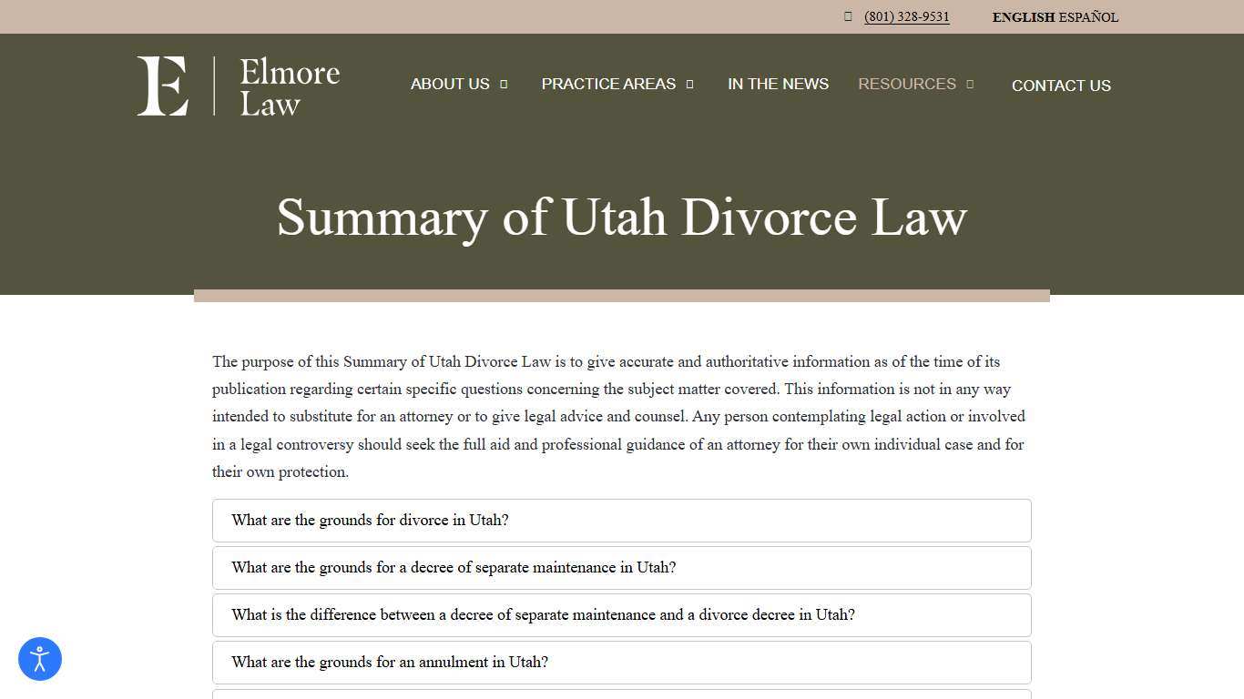 Elmore Law Salt Lake City - Utah Divorce Law