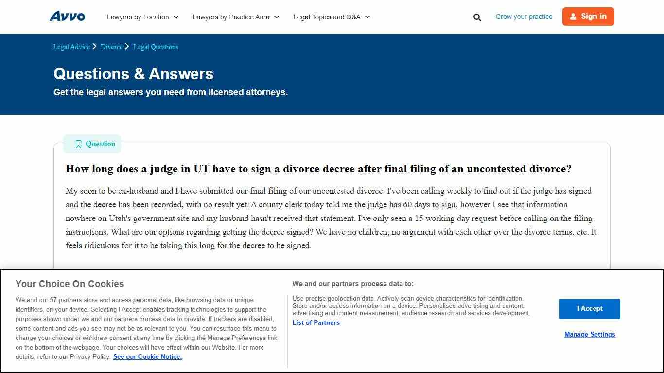 How long does a judge in UT have to sign a divorce decree after final filing of an uncontested divorce? - Legal Answers